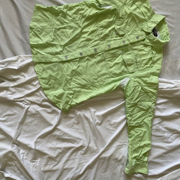 Habit Womens Lime Green Nylon Button-Up Shirt W/ 30+ Solar Factor S/P - Picture 1 of 10